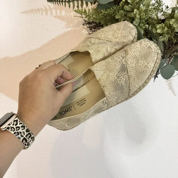 TOMS Alpargata Rope Espadrille Slip On Beige Flats Casual Womens slightly narrow - Picture 6 of 9